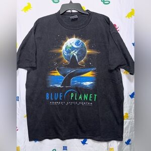 Vintage Blue Planet Kennedy Space Center T-Shirt X-Large Black Oneita
